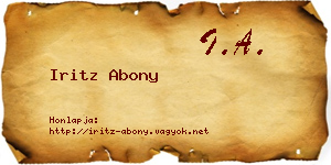 Iritz Abony névjegykártya